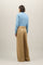 Dunkelbeige Palazzo-Hose aus Leinen-Tencel-Satin