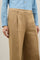 Dunkelbeige Palazzo-Hose aus Leinen-Tencel-Satin