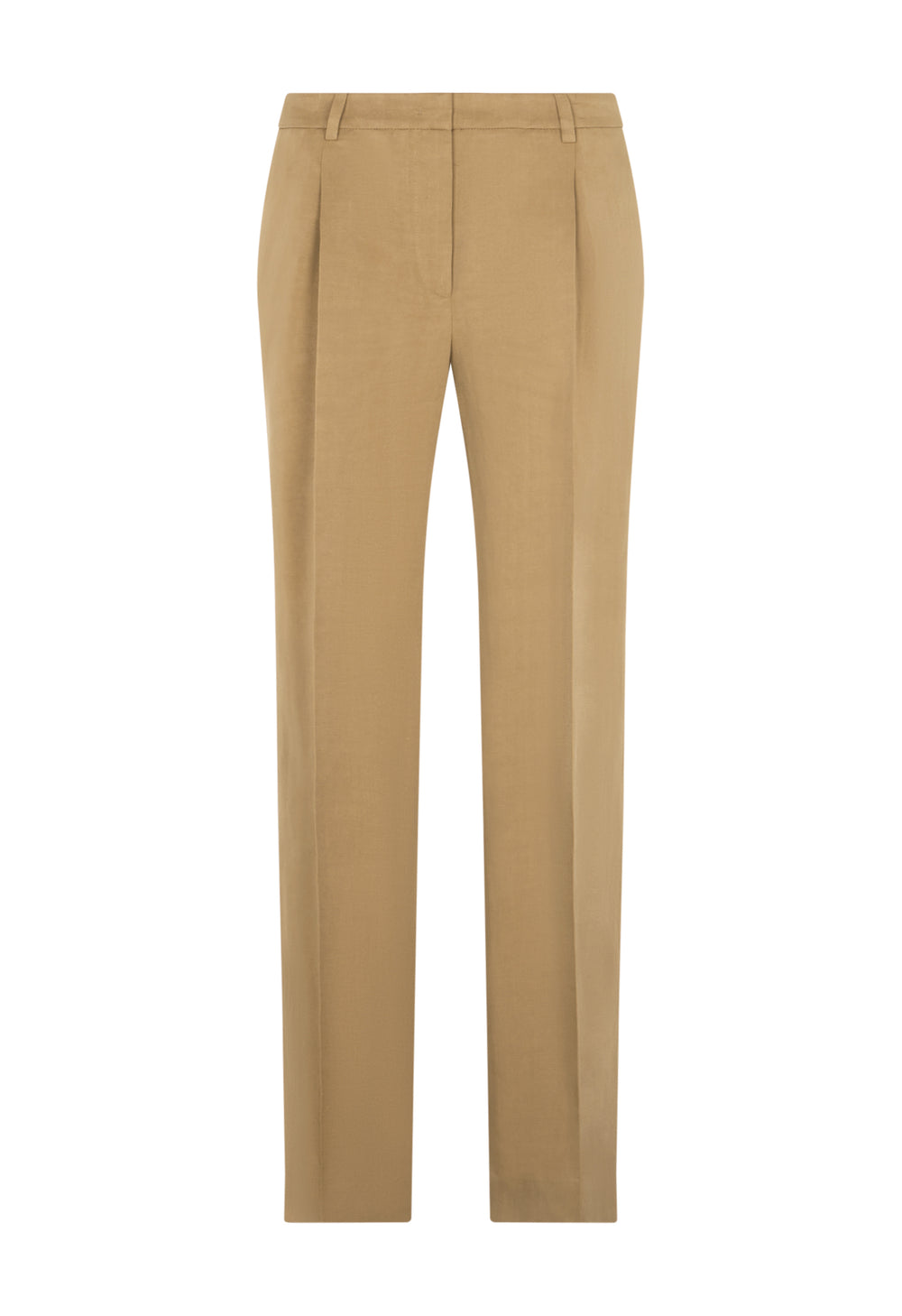 Dunkelbeige Palazzo-Hose aus Leinen-Tencel-Satin