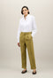 Grüne Cropped-Hose aus leichtem Popeline