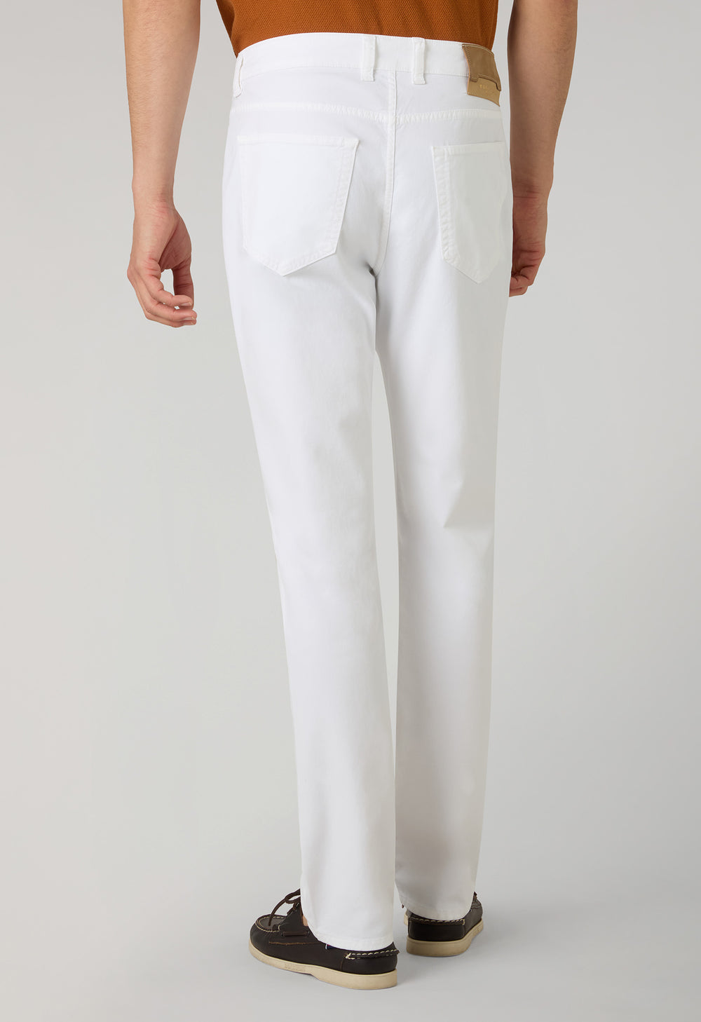 Weiße Stückgefärbte Five-Pocket-Hose aus Baumwolle und Seide
