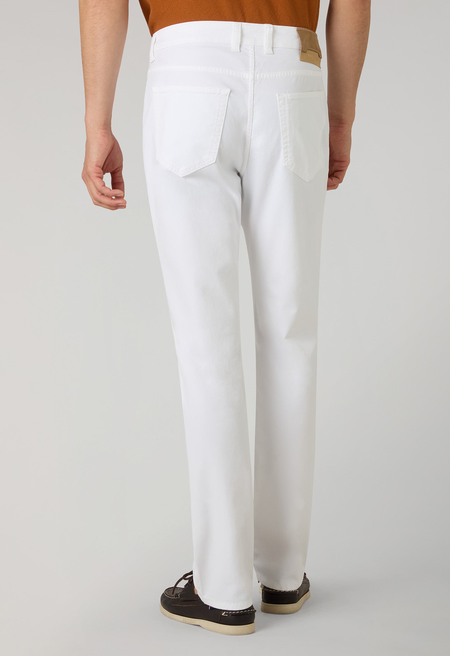 Pantalone 5 tasche in cotone e seta tinto in capo bianco
