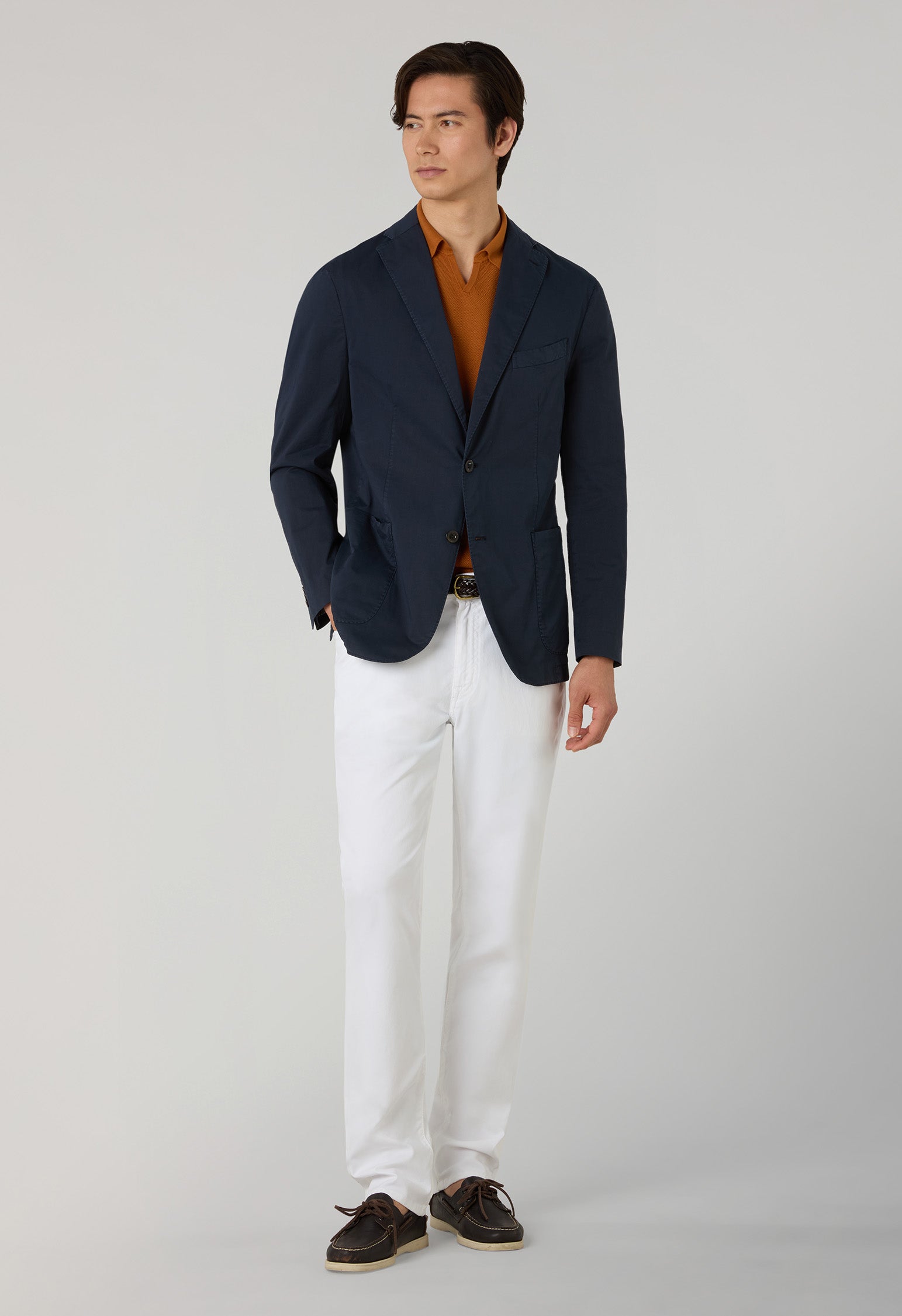 Weiße Stückgefärbte Five-Pocket-Hose aus Baumwolle und Seide