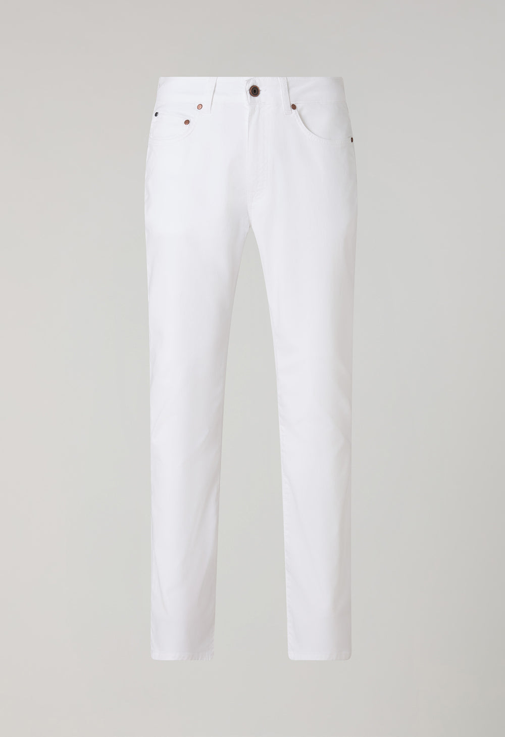 Weiße Stückgefärbte Five-Pocket-Hose aus Baumwolle und Seide