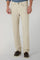 Beige stückgefärbte Five-Pocket-Hose aus Baumwolle und Seide