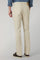 Beige stückgefärbte Five-Pocket-Hose aus Baumwolle und Seide