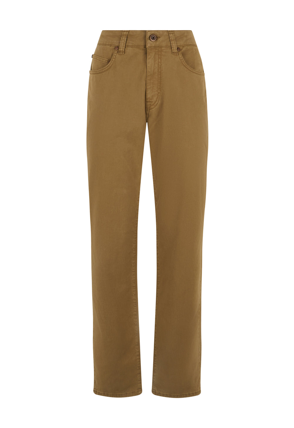Light Brown Garment Dyed Cotton Silk 5-Pocket Trousers
