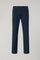 Blaue stückgefärbte Five-Pocket-Hose aus Baumwolle und Seide