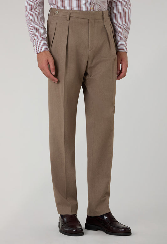 Beige Stretch Wool Mario Trousers