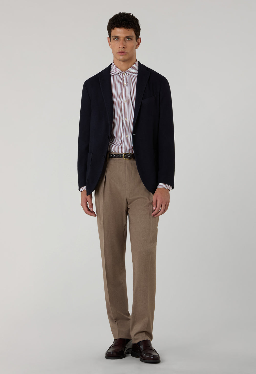 Beige Stretch Wool Mario Trousers