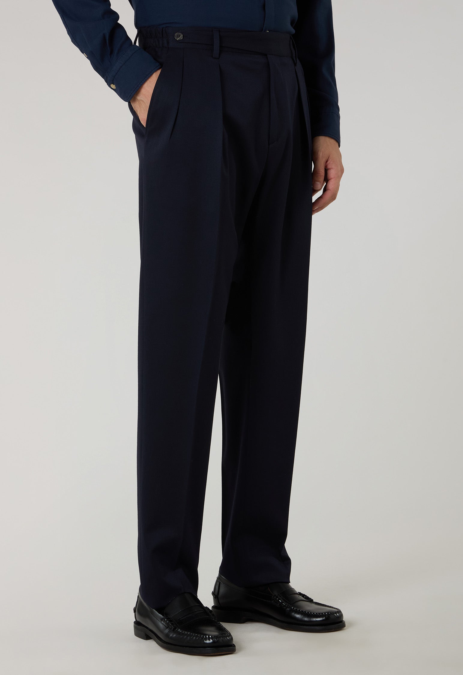 Pantalone Mario in lana stretch blu
