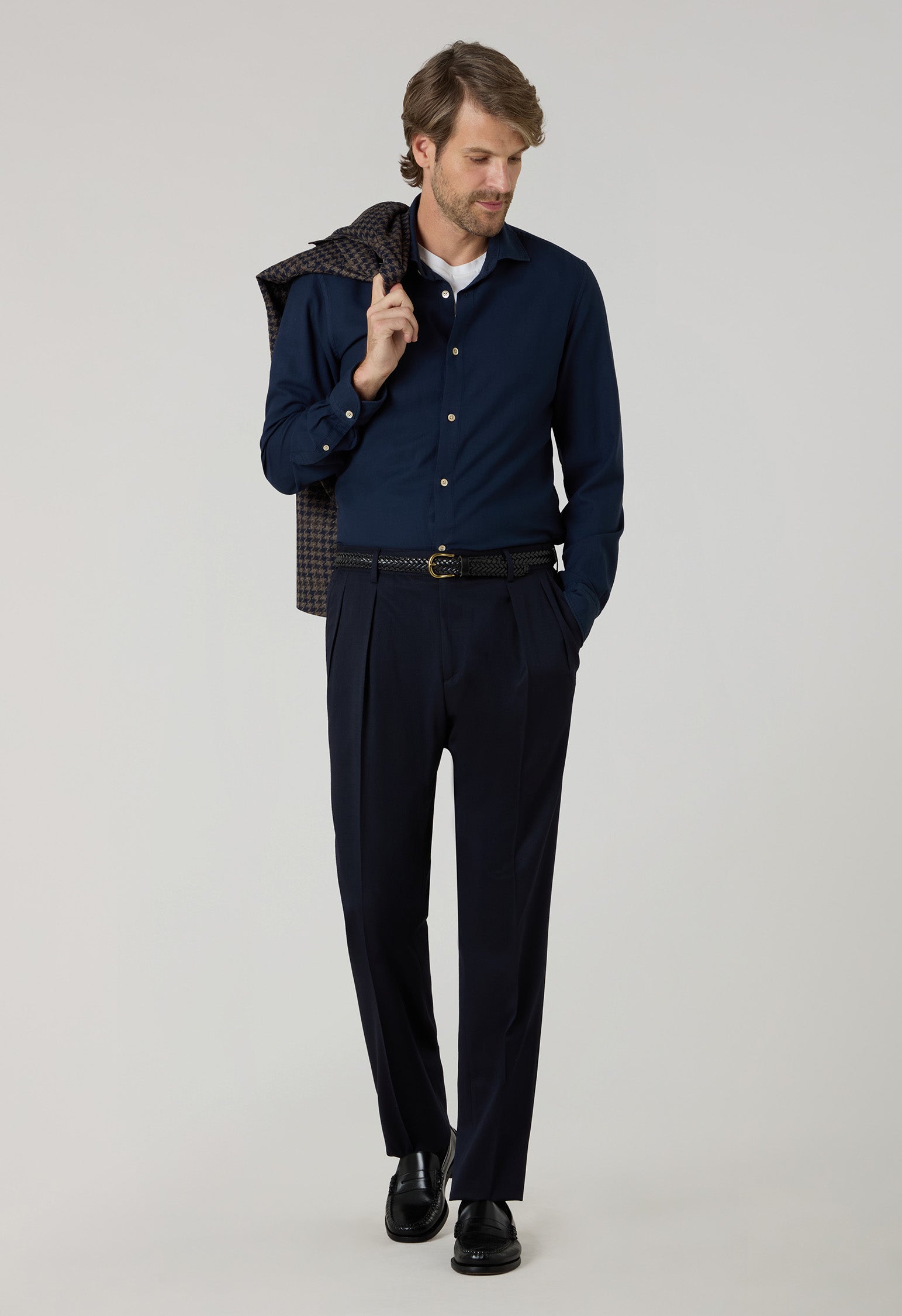Blue Stretch Wool Mario Trousers