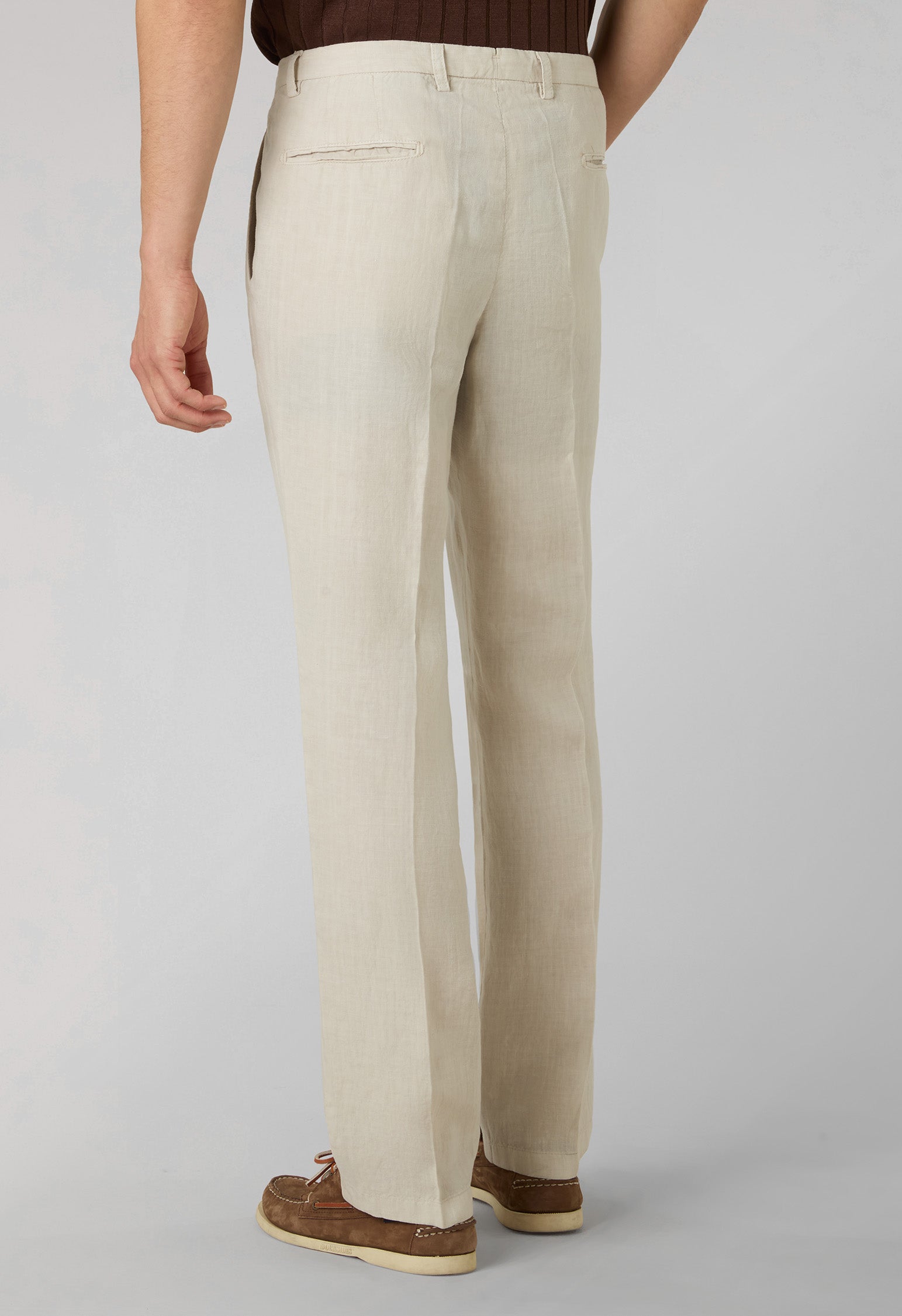 Beige Garment Dyed Linen Napoli Trousers