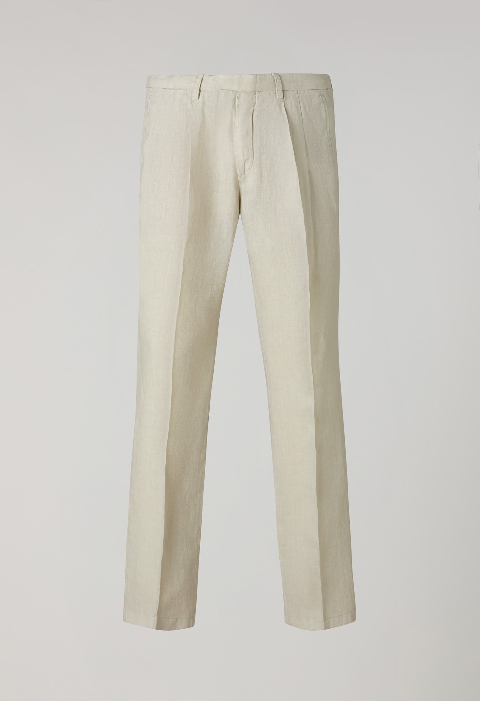 Beige Garment Dyed Linen Napoli Trousers