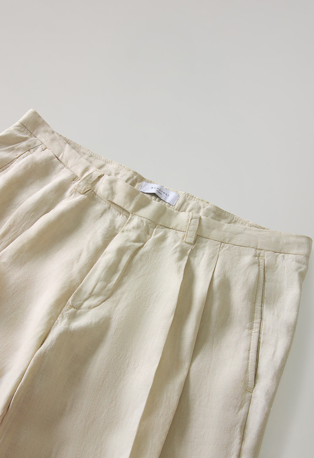 Beige Garment Dyed Linen Napoli Trousers