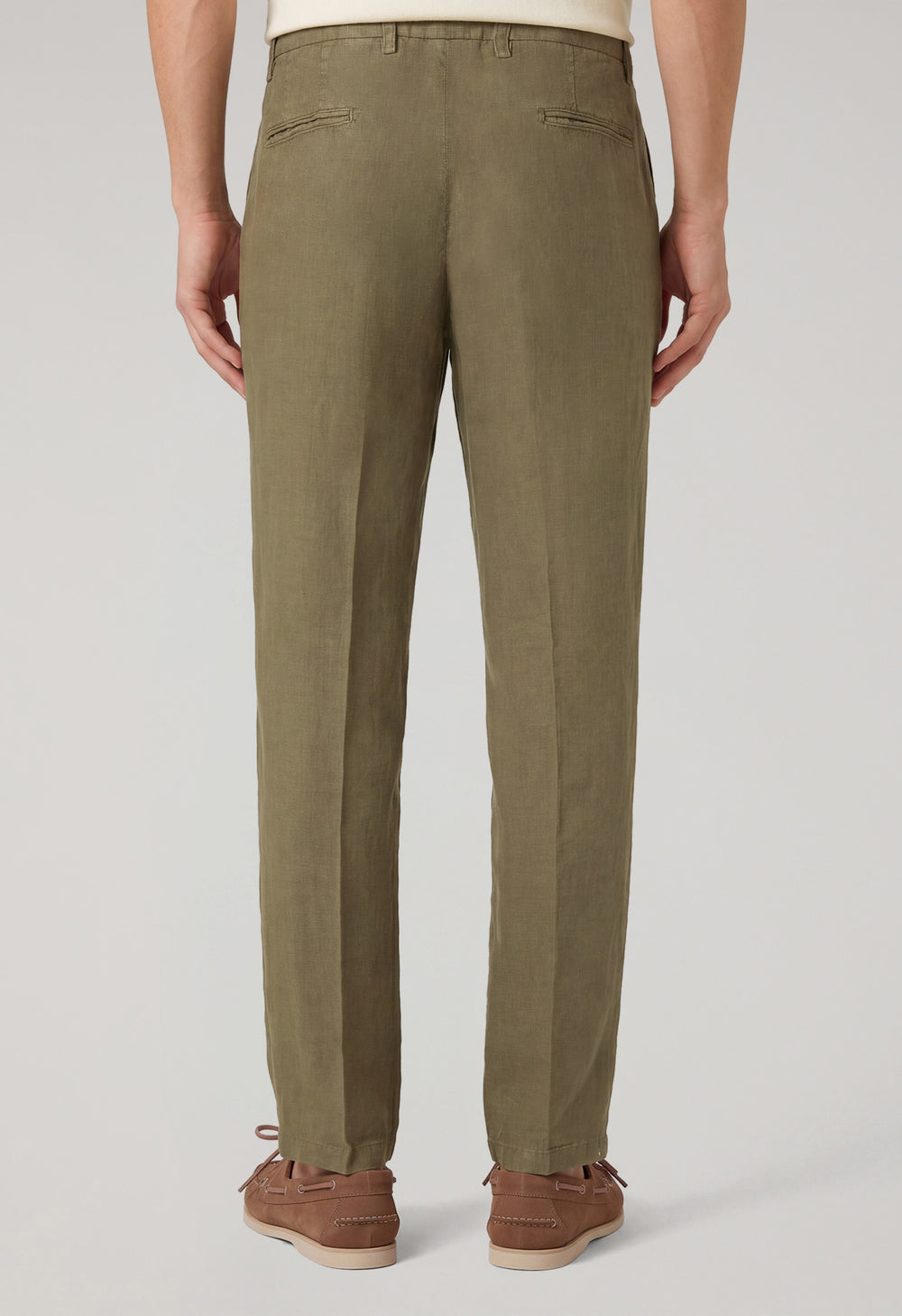 Pantalone Napoli in lino tinto in capo khaki