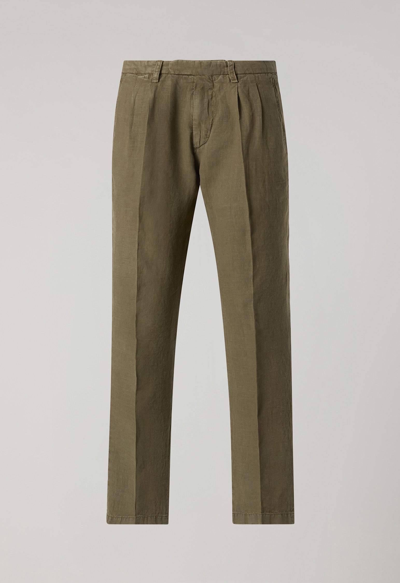 Pantalone Napoli in lino tinto in capo khaki