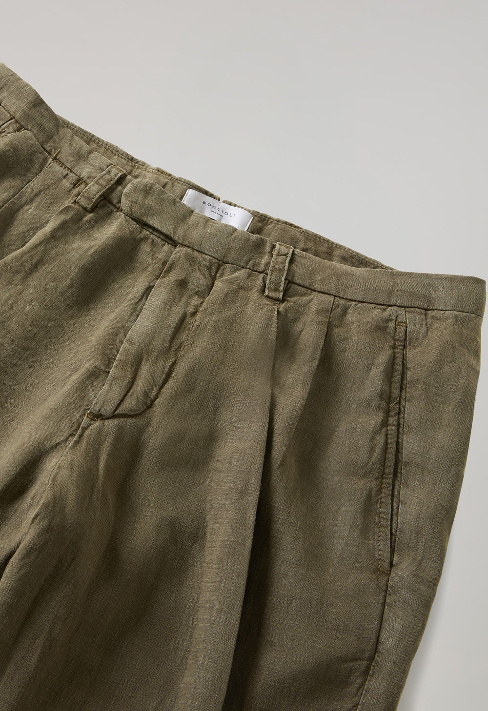 Pantalone Napoli in lino tinto in capo khaki