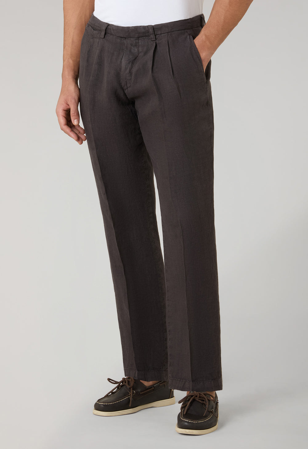 Pantalone Napoli in lino tinto in capo marrone