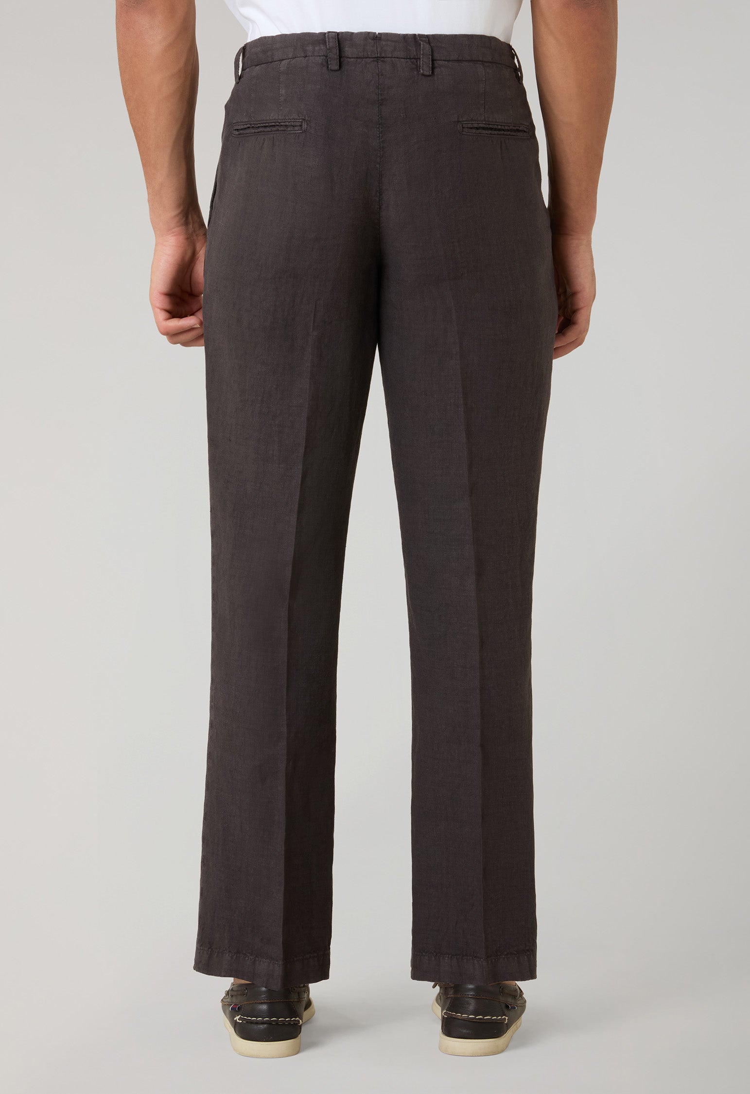 Pantalone Napoli in lino tinto in capo marrone