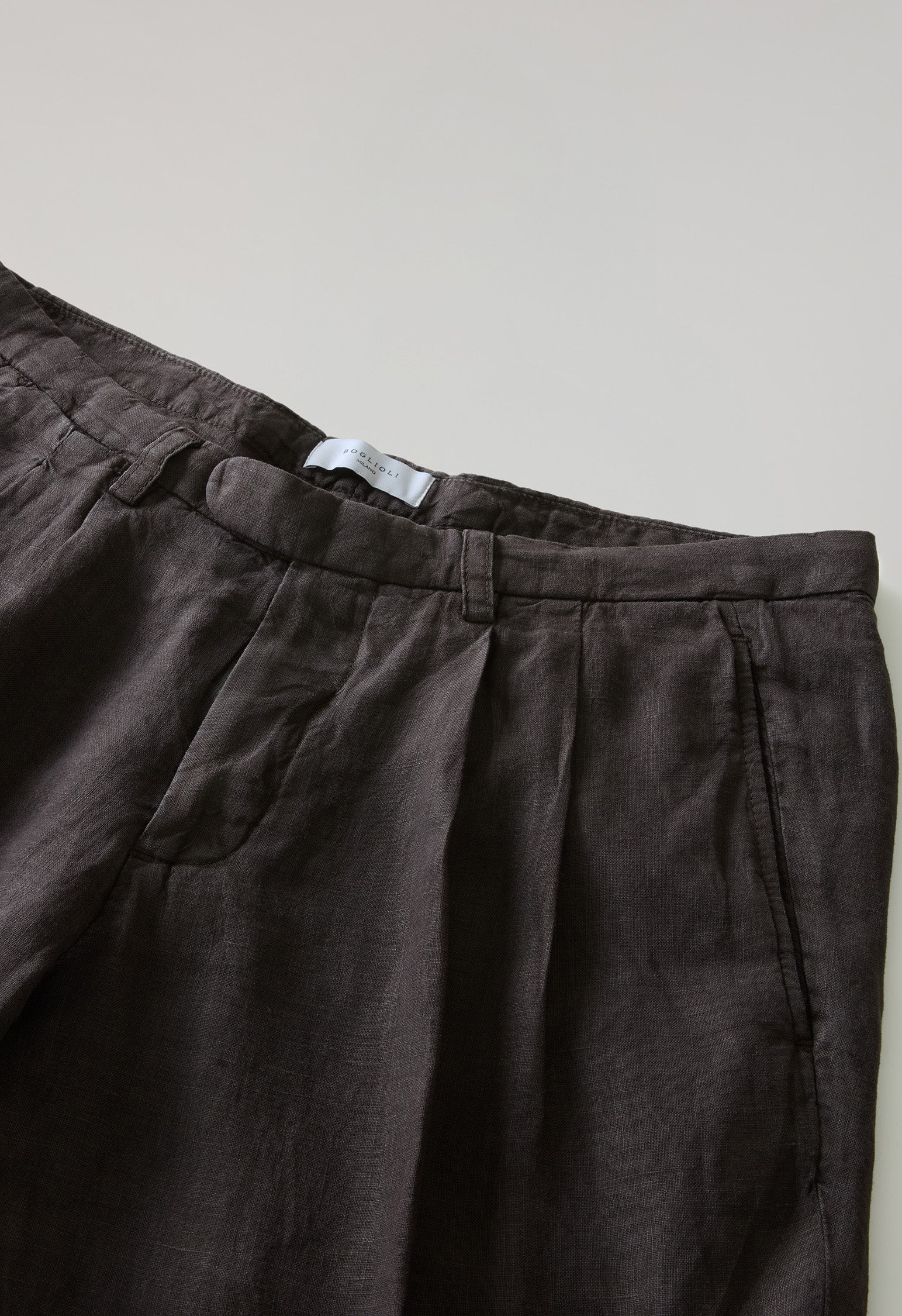 Pantalone Napoli in lino tinto in capo marrone