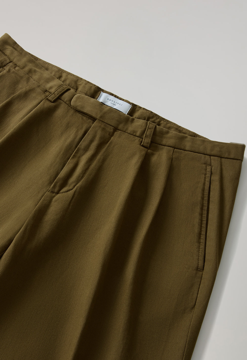 Light Brown Garment Dyed Stretch Cotton Napoli Trousers