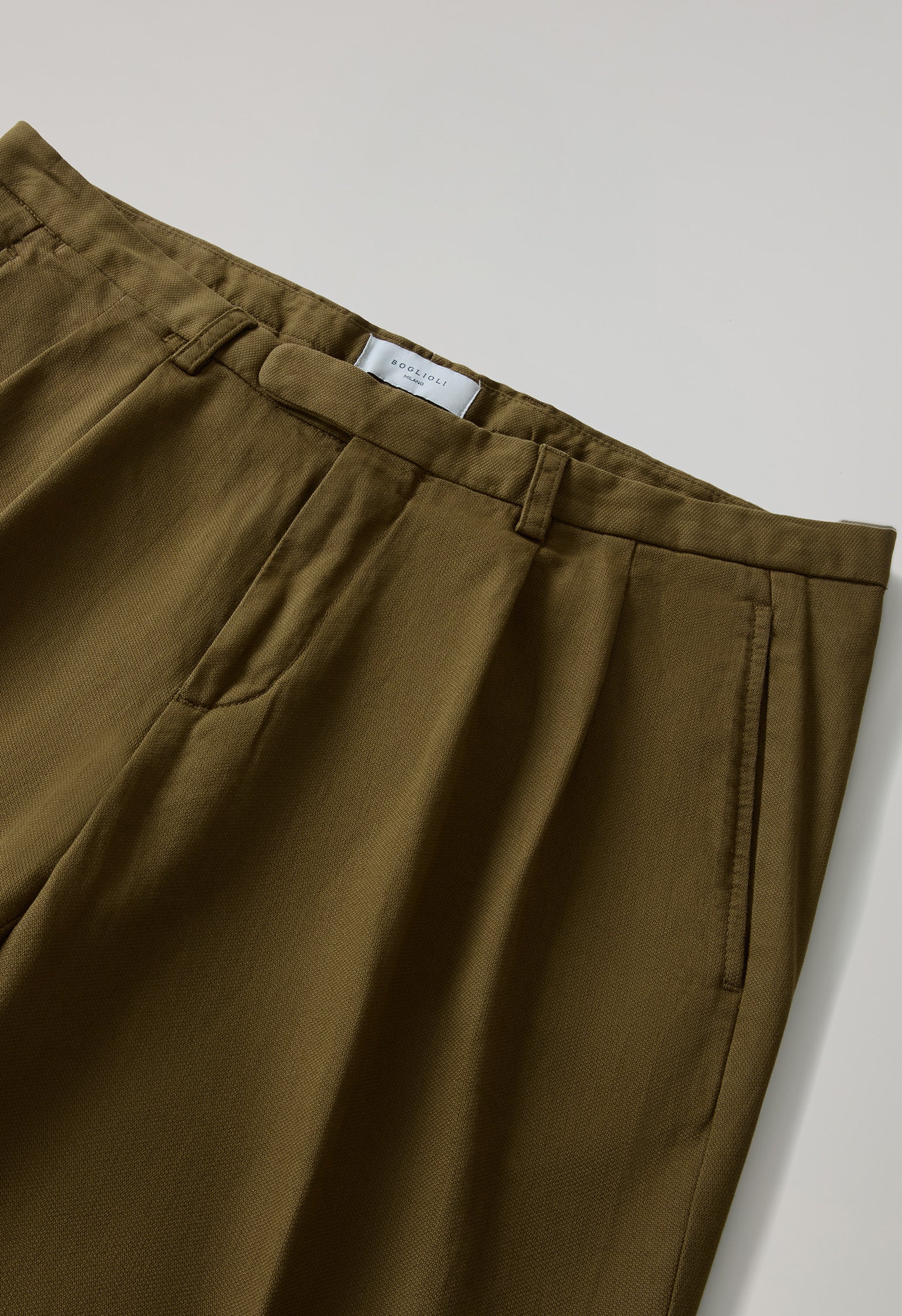 Light Brown Garment Dyed Stretch Cotton Napoli Trousers