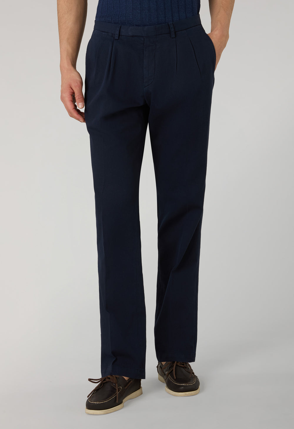 Blue Garment Dyed Stretch Cotton Napoli Trousers