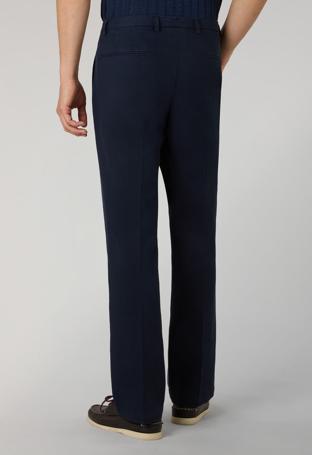 Blue Garment Dyed Stretch Cotton Napoli Trousers