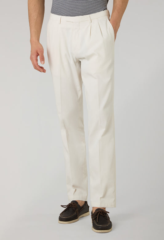 Ice White Garment Dyed Stretch Cotton Napoli Trousers