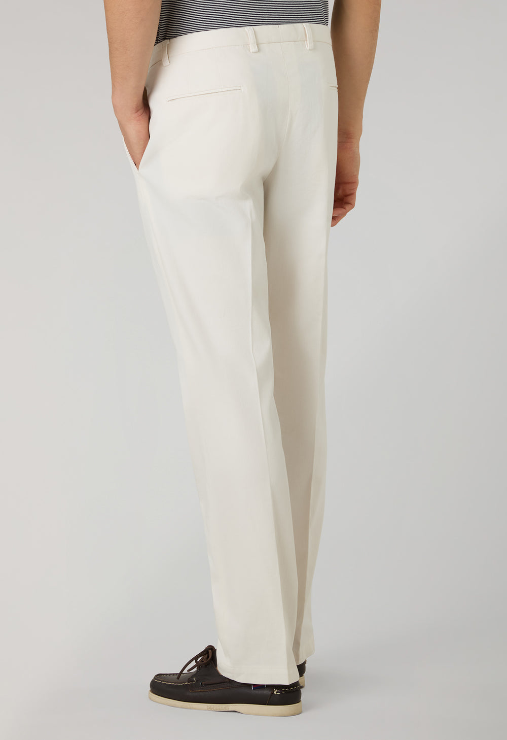 Ice White Garment Dyed Stretch Cotton Napoli Trousers