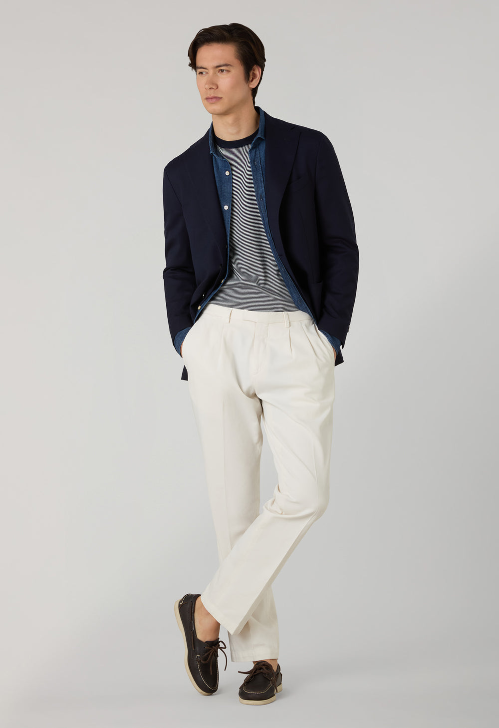 Ice White Garment Dyed Stretch Cotton Napoli Trousers