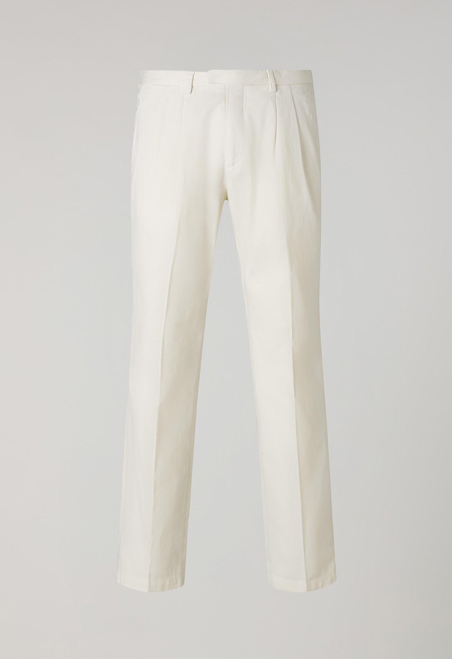 Ice White Garment Dyed Stretch Cotton Napoli Trousers