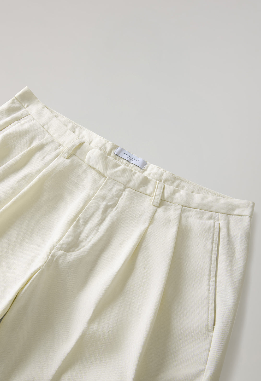 Ice White Garment Dyed Stretch Cotton Napoli Trousers