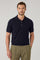 Kurzärmliges Poloshirt aus blauer Wolle