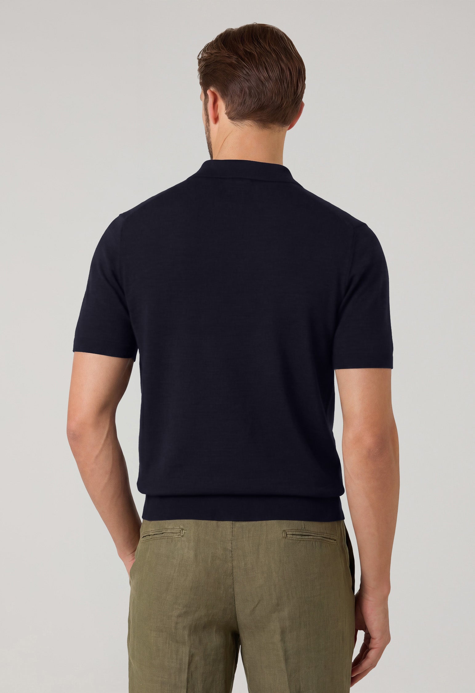 Polo a maniche corte in lana blu