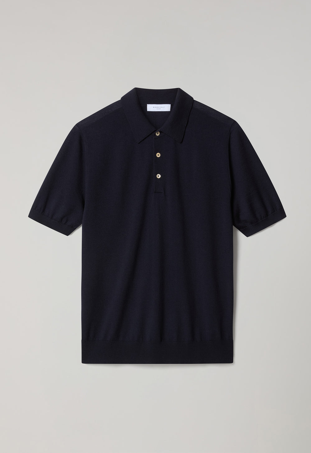 Kurzärmliges Poloshirt aus blauer Wolle