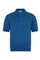 Blaues stückgefärbtes Kurzarm-Poloshirt aus Baumwolle