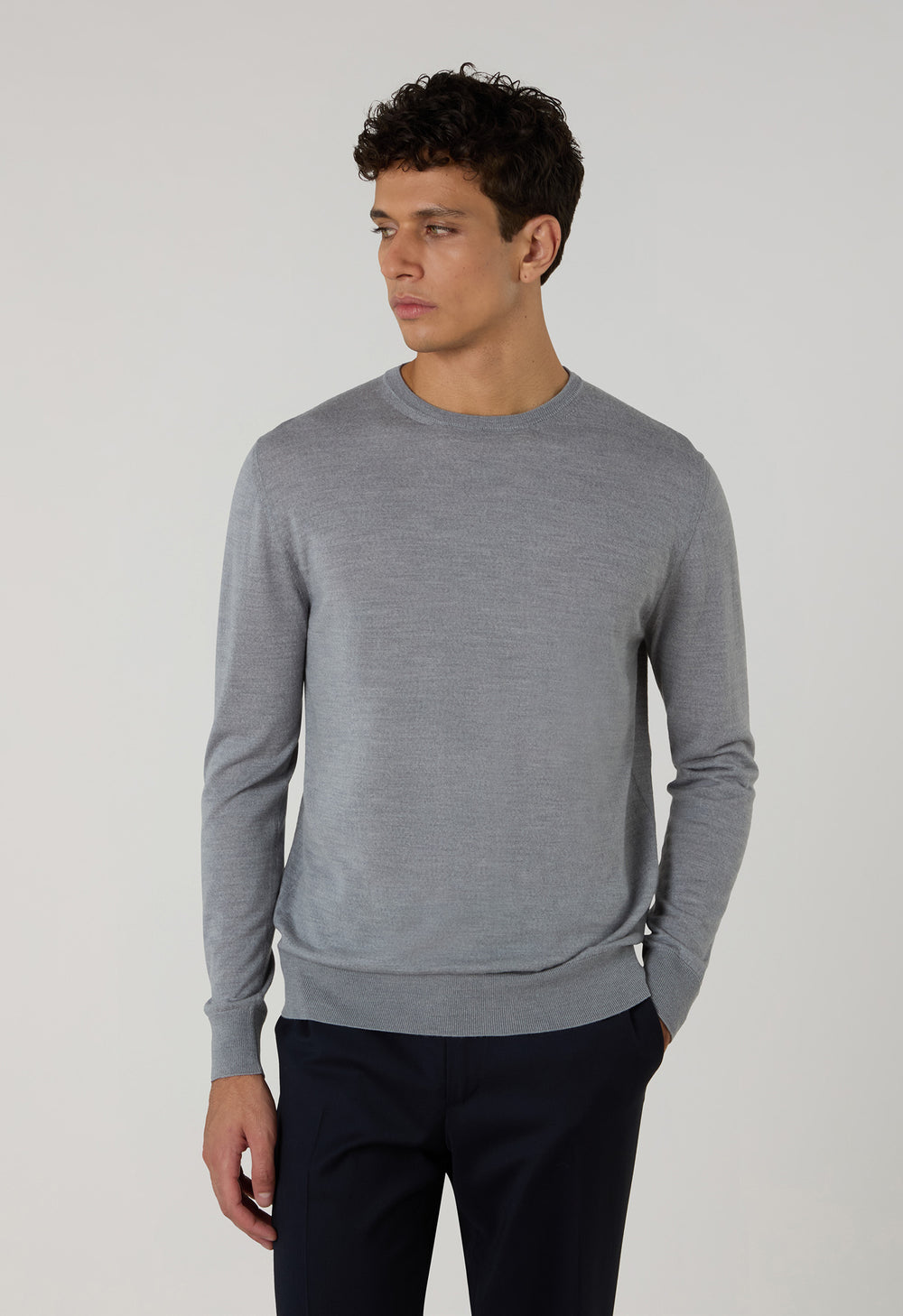 Grey Superlight Wool Crewneck