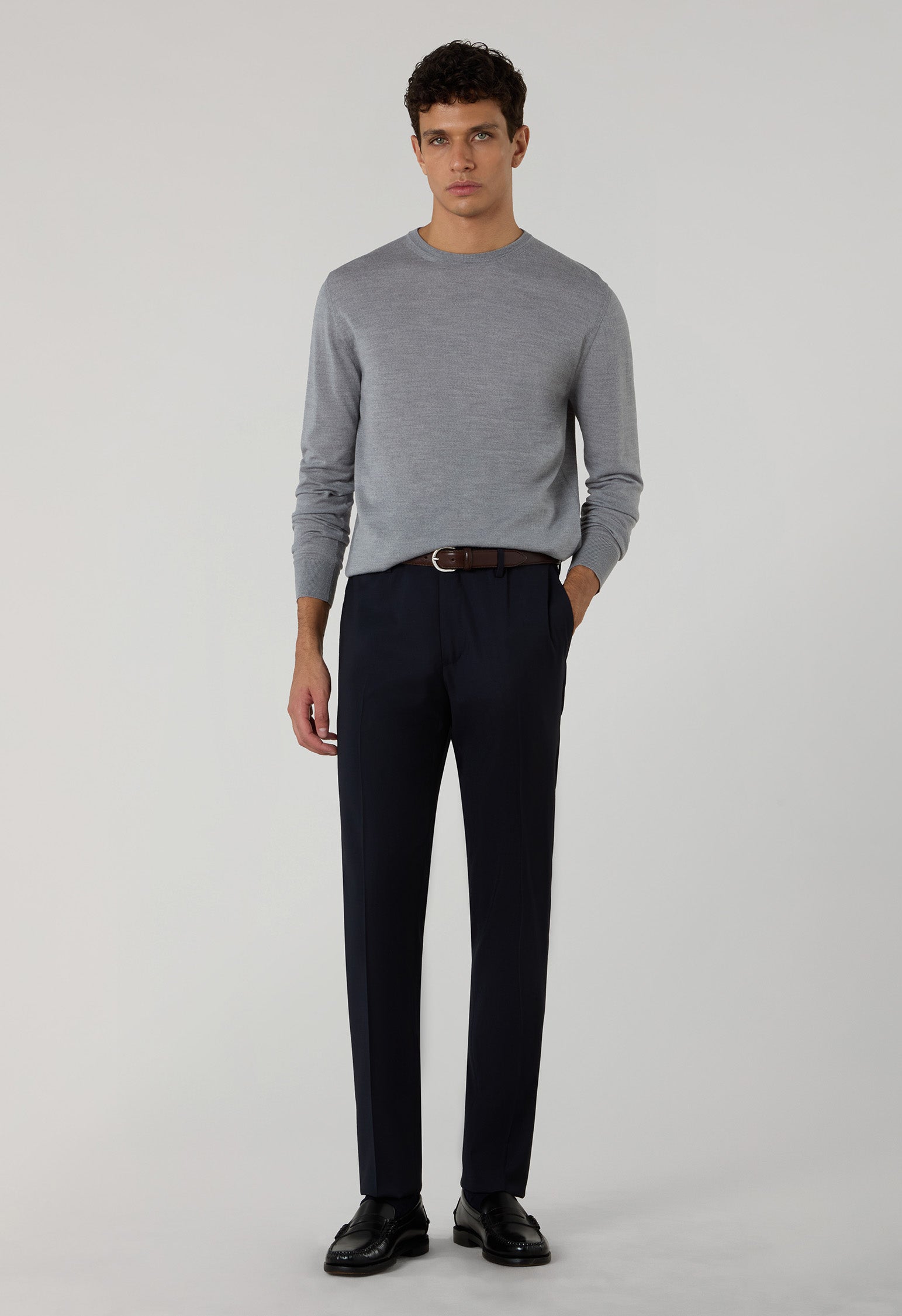 Grey Superlight Wool Crewneck