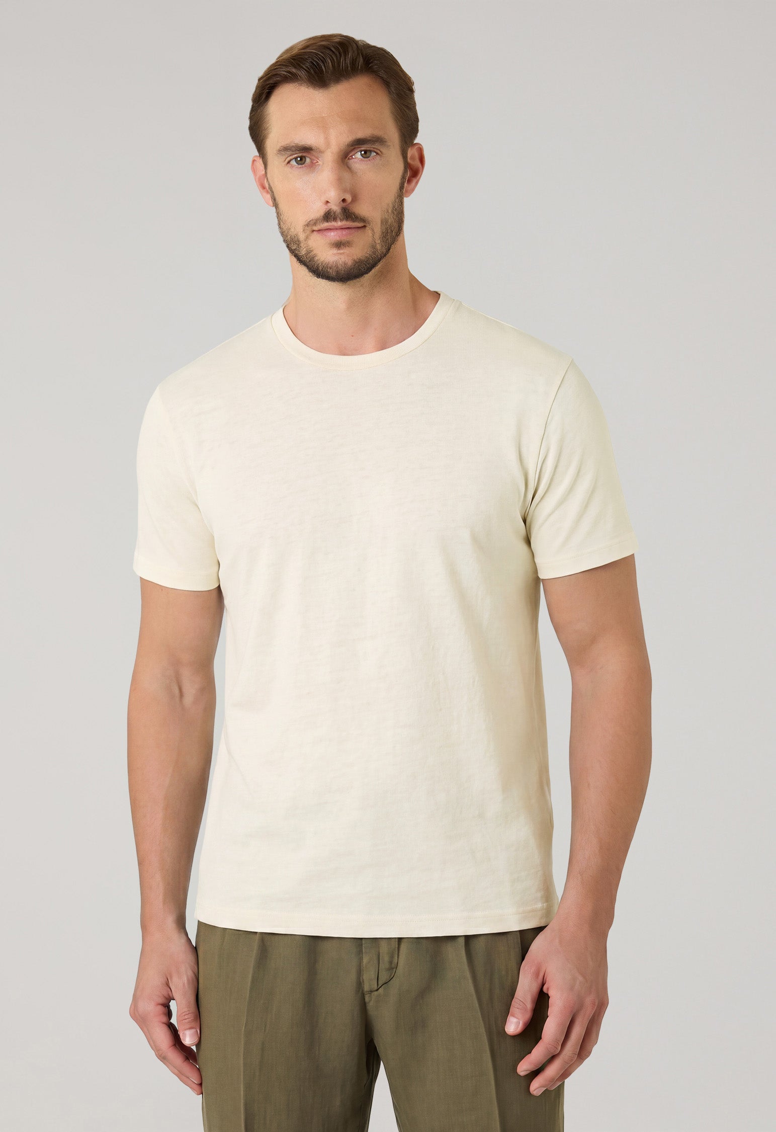 T-Shirt bianca in cotone e lino