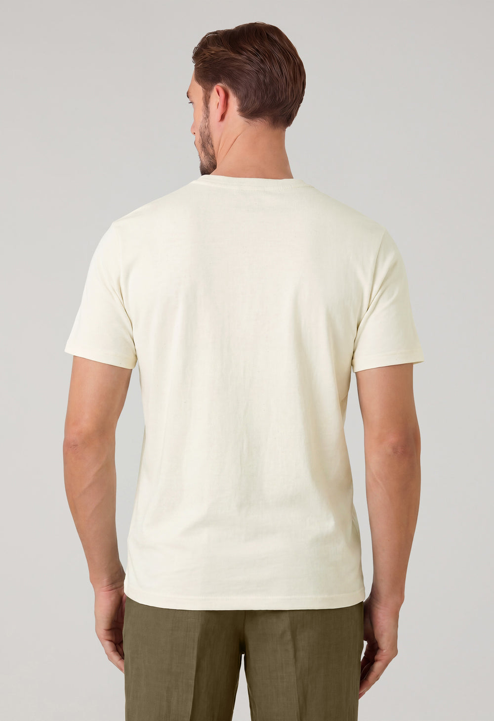 Weißes Baumwoll-Leinen-T-Shirt