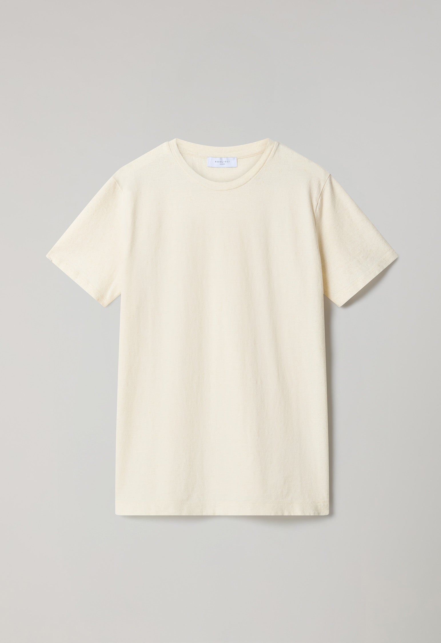 Weißes Baumwoll-Leinen-T-Shirt