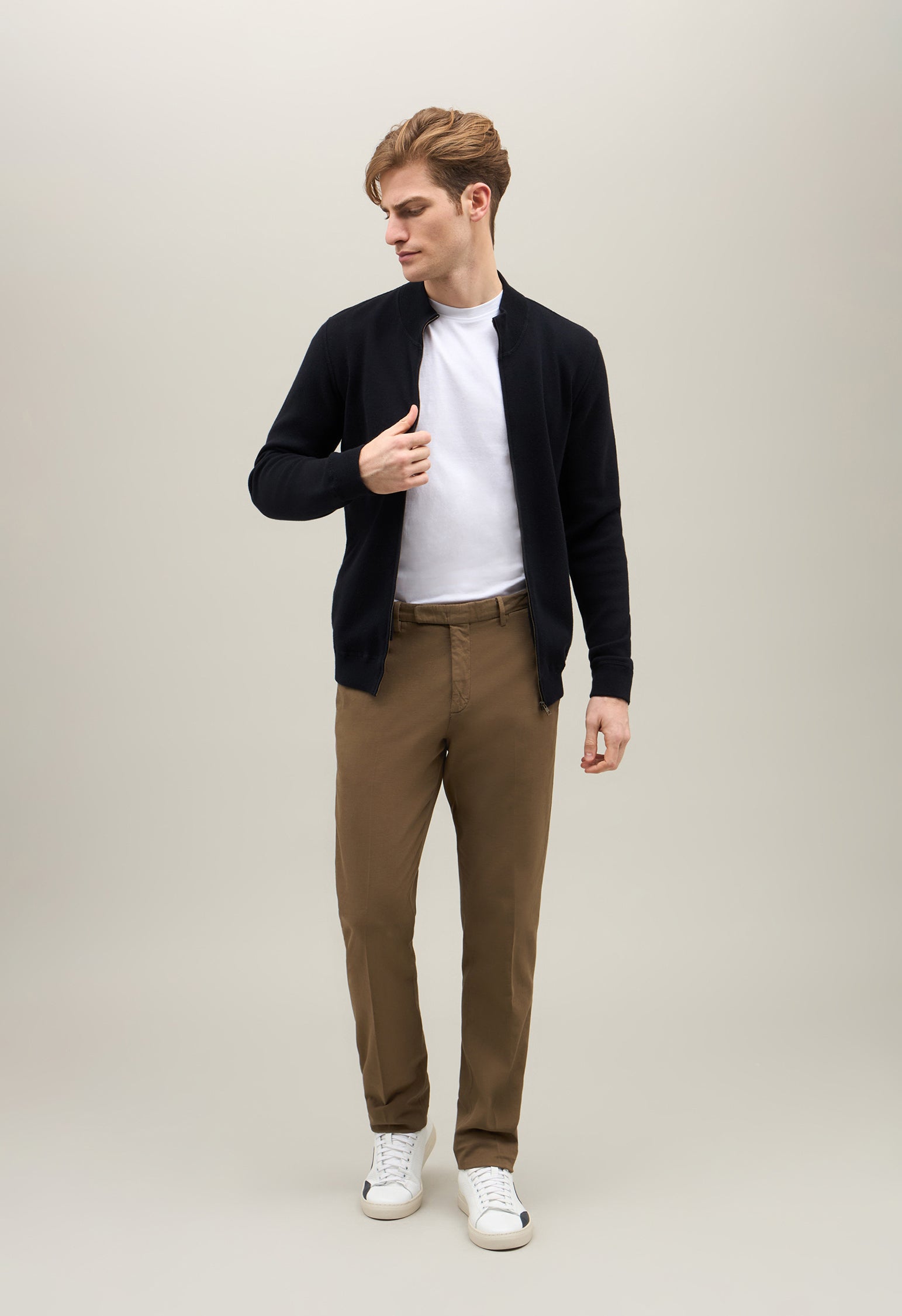 Blue Cotton Cashmere knitted Bomber