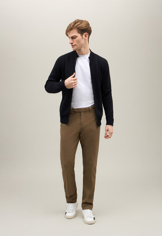 Blue Cotton Cashmere knitted Bomber