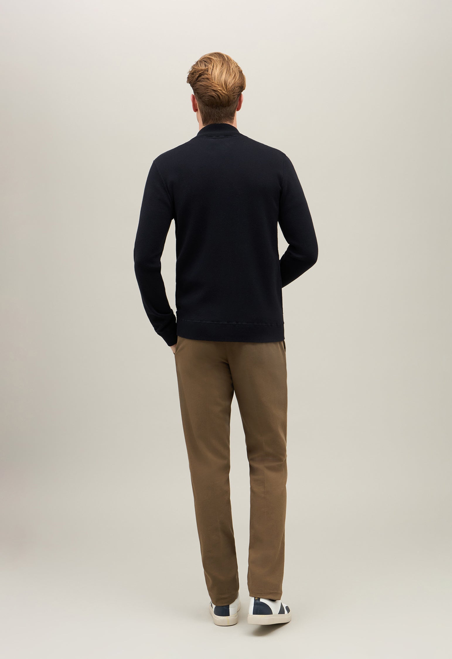 Blue Cotton Cashmere knitted Bomber