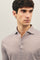 Brown Cotton striped short sleeve Polo