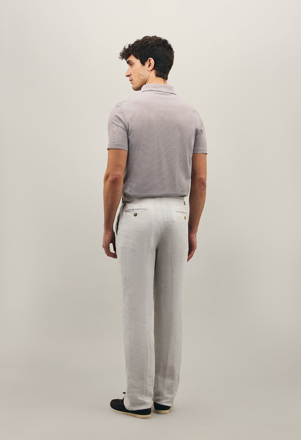 Brown Cotton striped short sleeve Polo