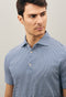 Blaues Gestreiftes Kurzarm-Poloshirt aus Baumwolle