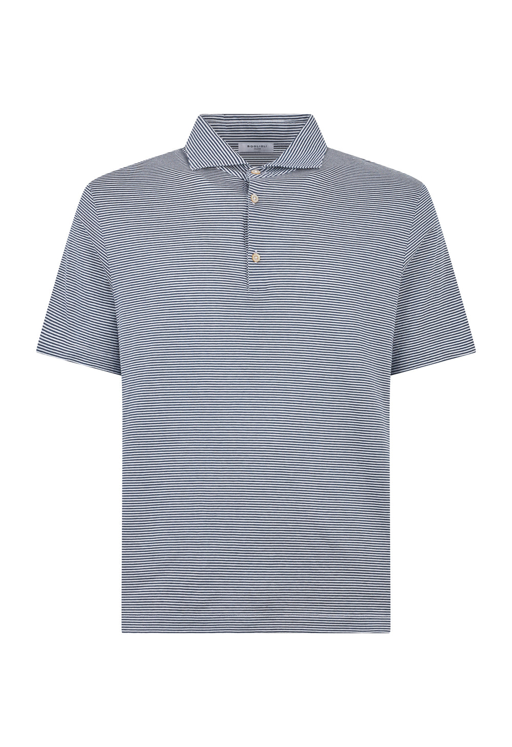 Blaues Gestreiftes Kurzarm-Poloshirt aus Baumwolle